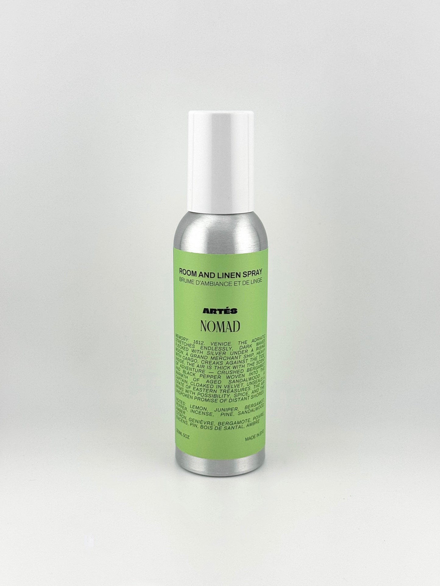 ARTES NOMAD room and linen spray in signature aluminium bottle