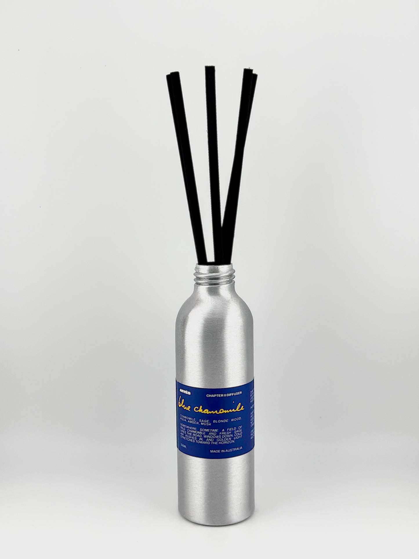 ARTES Blue Chamomile reed diffuser in signature aluminium vessel