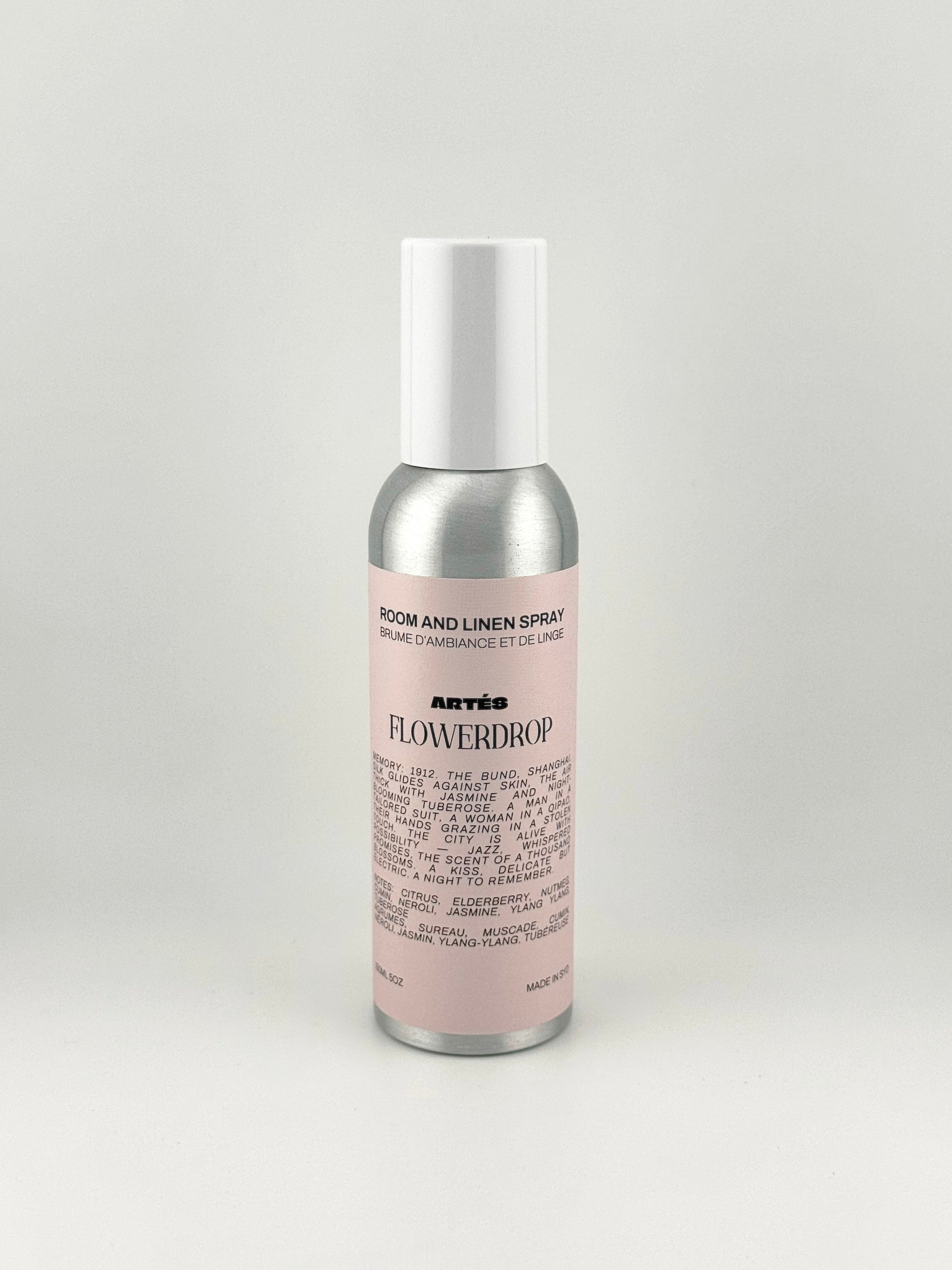 ARTES FLOWERDROP Room & Linen Spray in signature aluminium vessel
