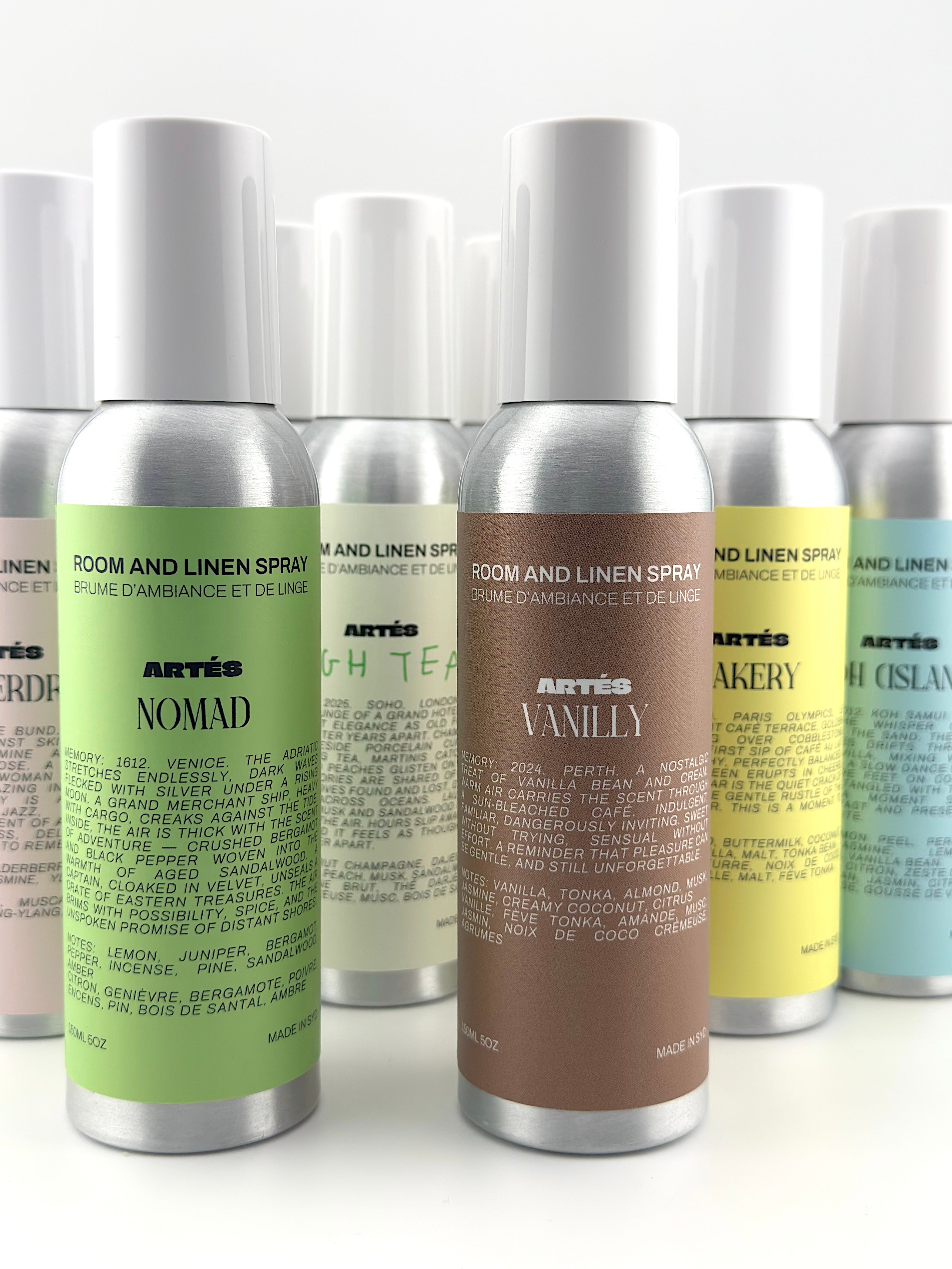 ARTES Vanilly room and linen spray in signature aluminium bottle