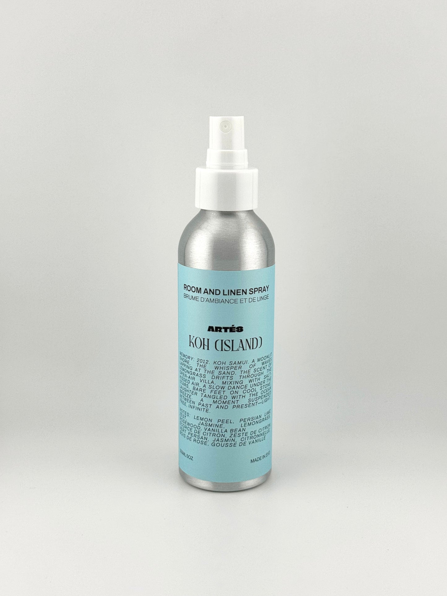 ARTES KOH ISLAND room and linen spray in signature aluminium bottle