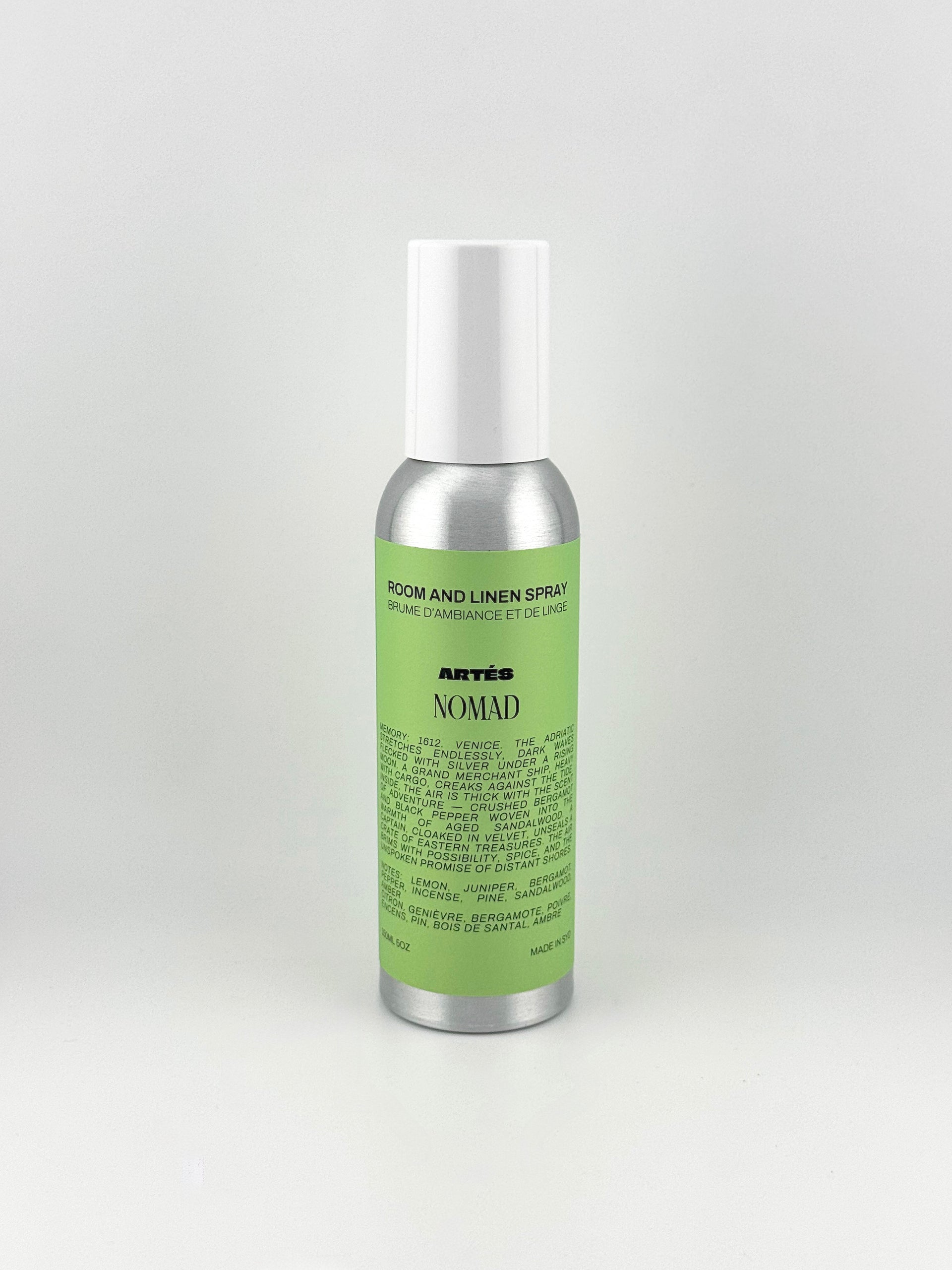 ARTES NOMAD room and linen spray in signature aluminium bottle