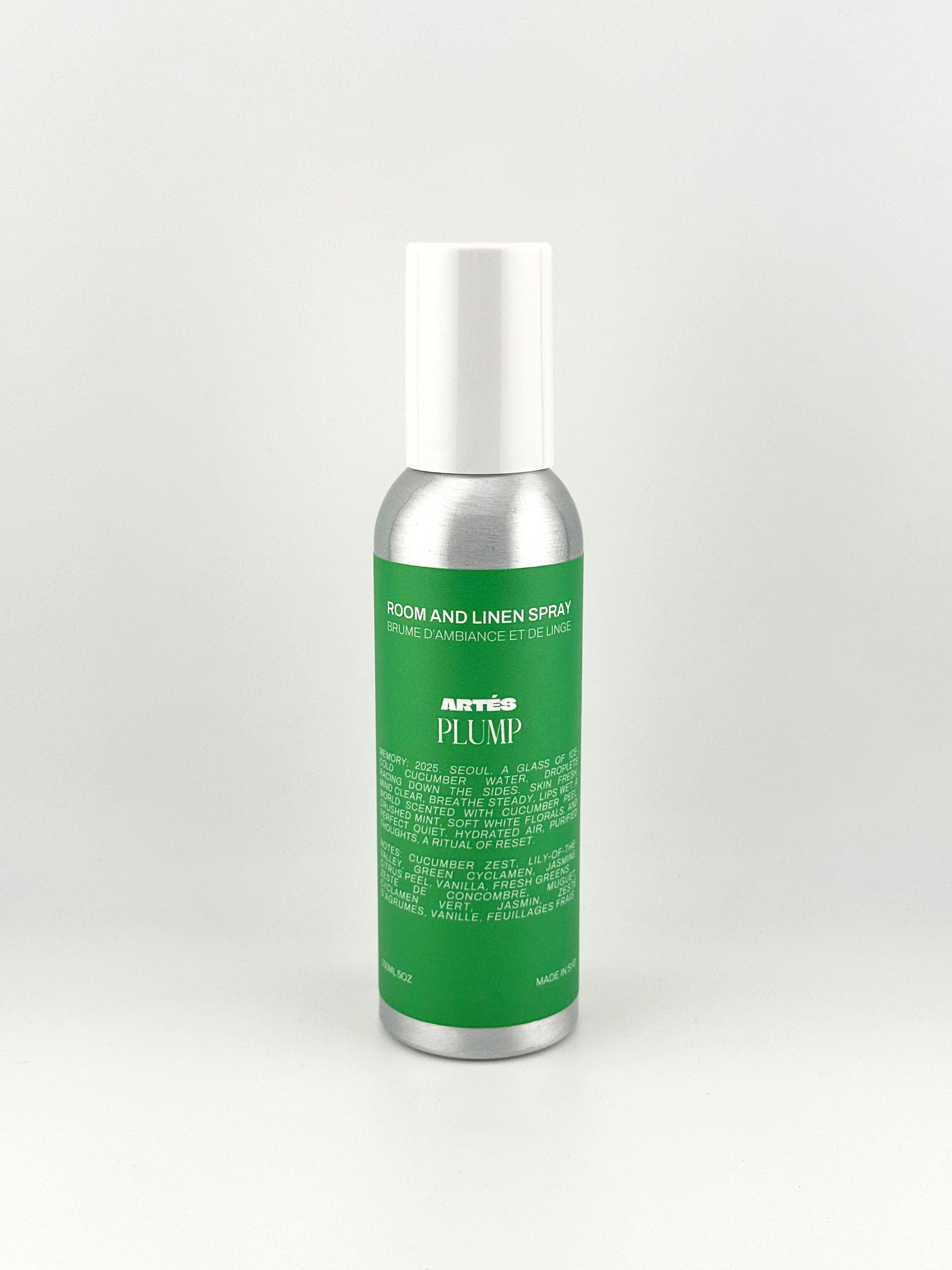 ARTES PLUMP room and linen spray in signature aluminium bottle