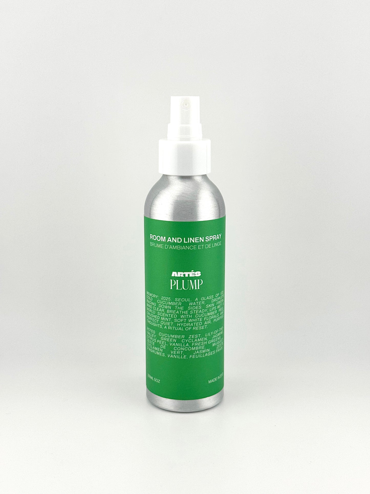 ARTES PLUMP room and linen spray in signature aluminium bottle