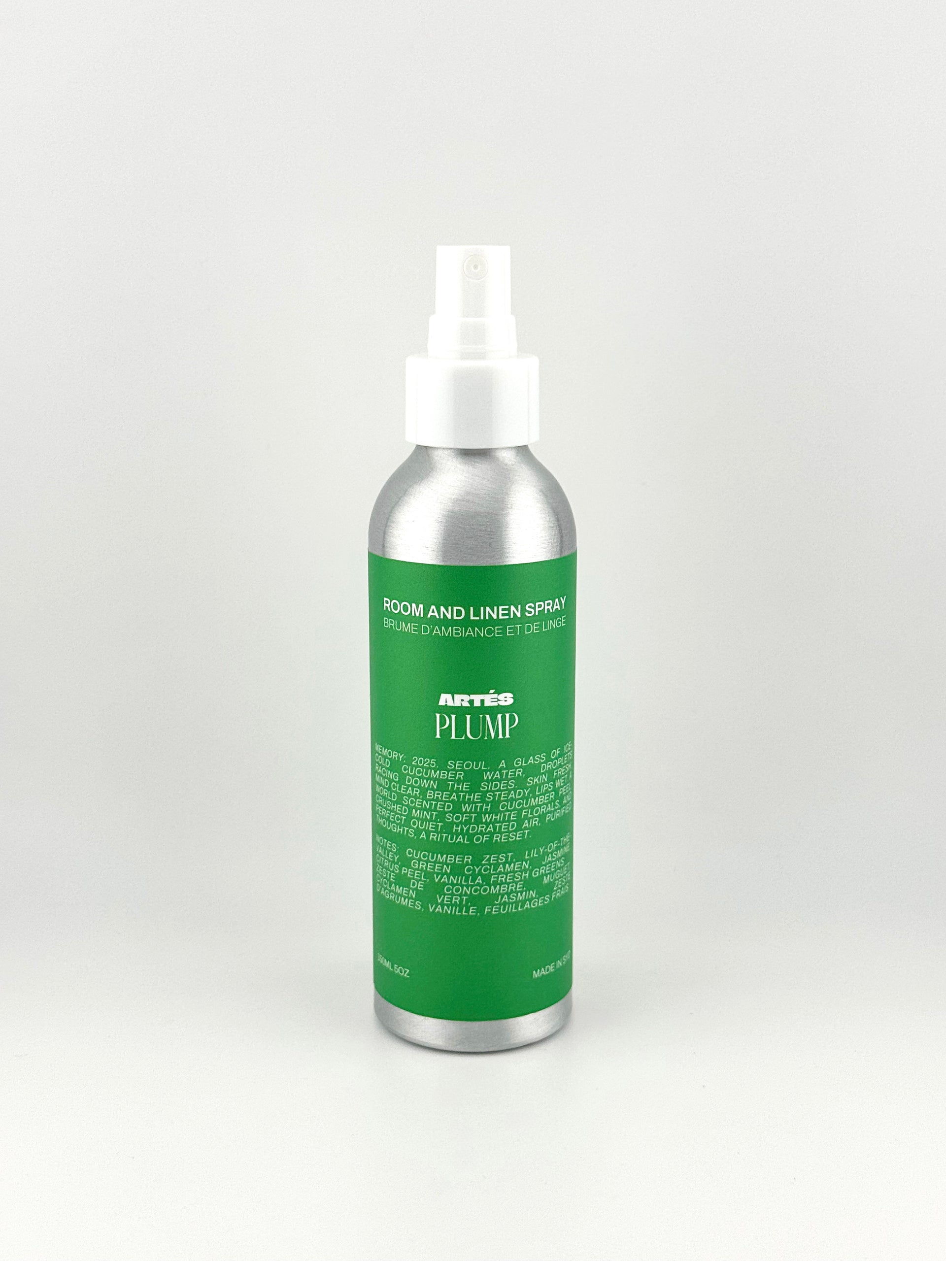 ARTES PLUMP room and linen spray in signature aluminium bottle