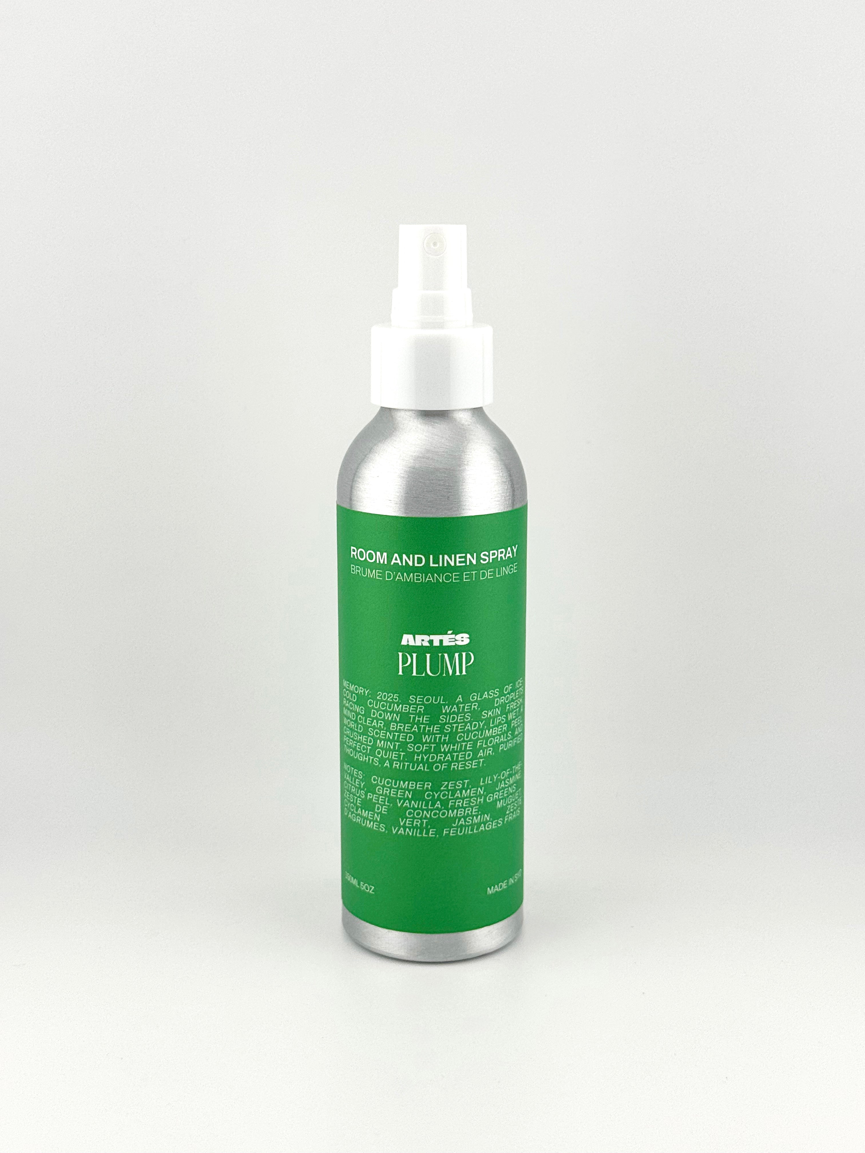 ARTES PLUMP room and linen spray in signature aluminium bottle