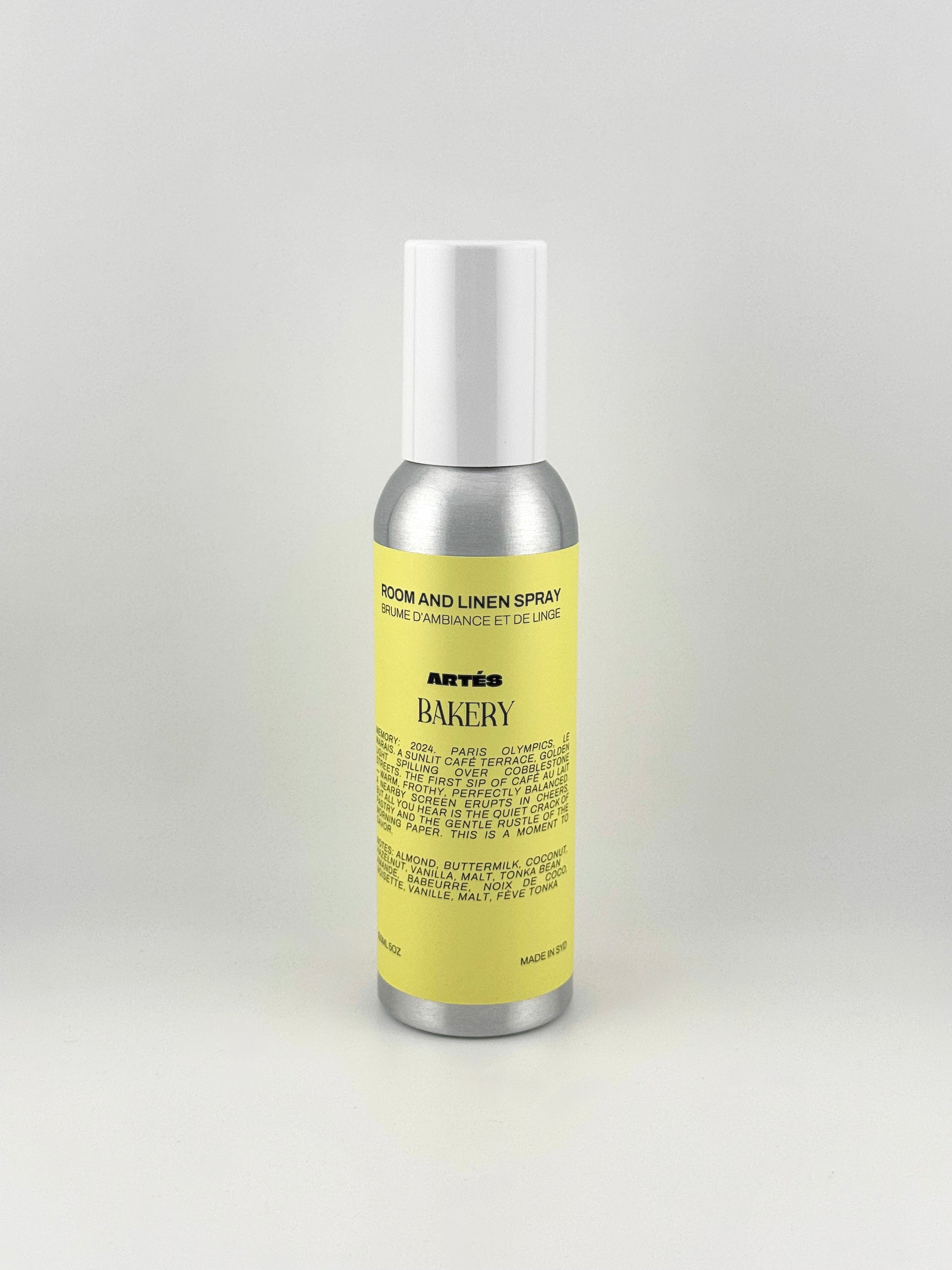ARTES BAKERY Room & Linen Spray in signature aluminium vessel