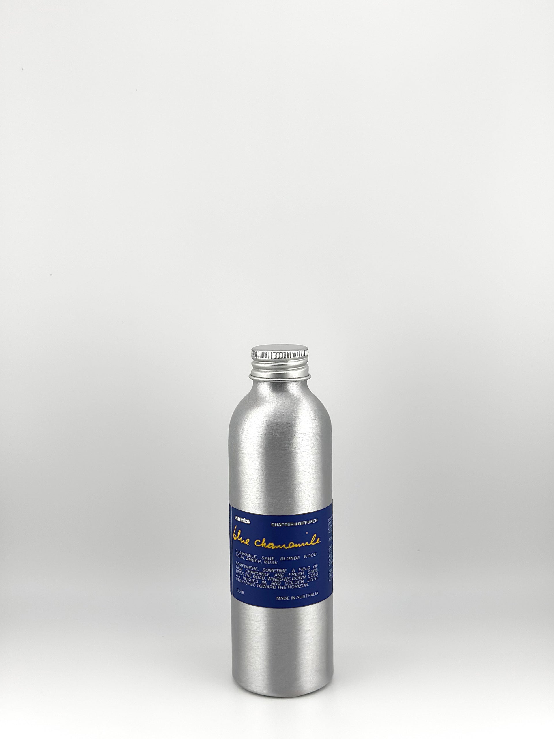 ARTES Blue Chamomile reed diffuser in signature aluminium vessel