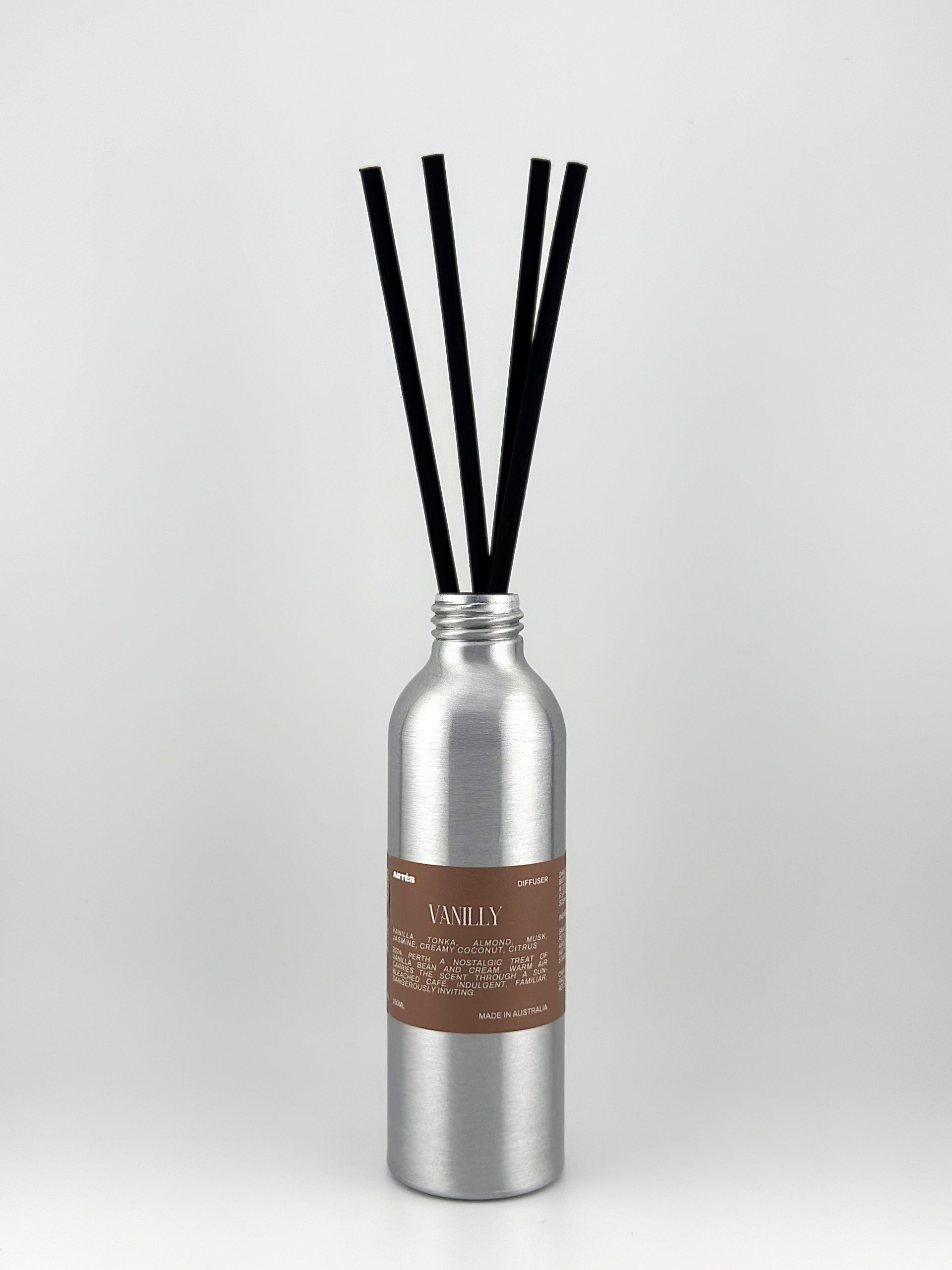 ARTES Vanilly reed diffuser in signature aluminium vessel
