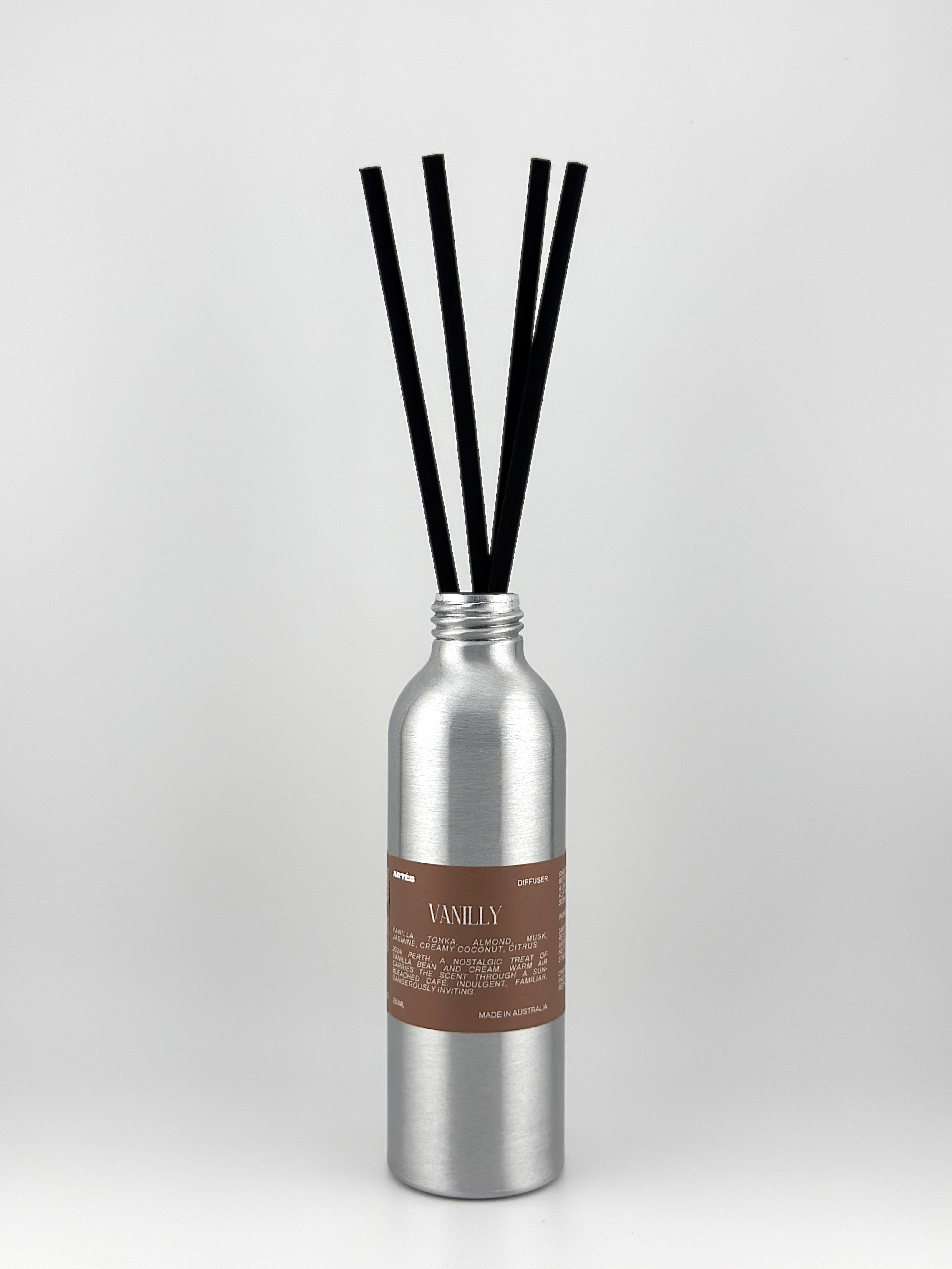 ARTES Vanilly reed diffuser in signature aluminium vessel