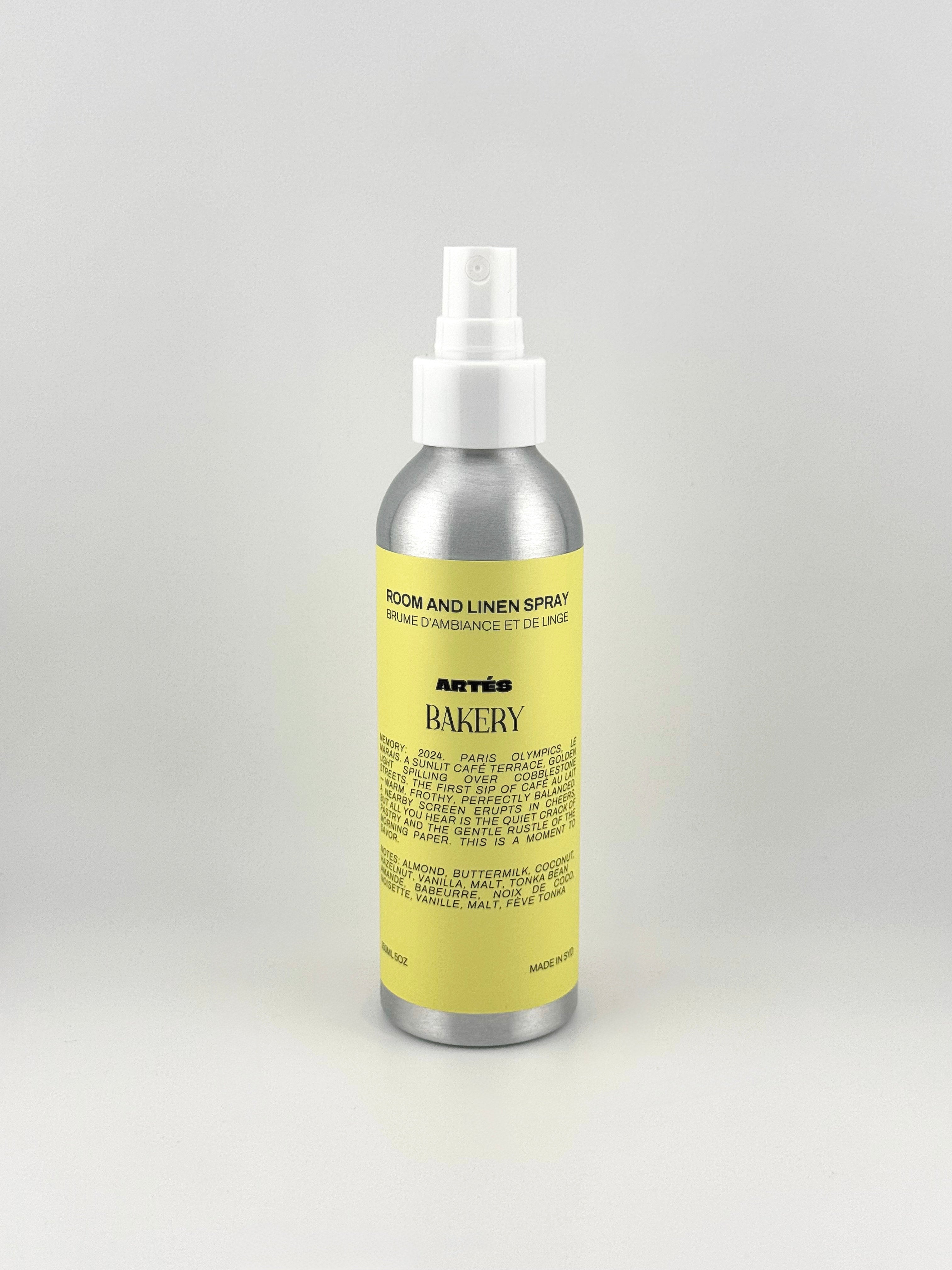 ARTES BAKERY Room & Linen Spray in signature aluminium vessel