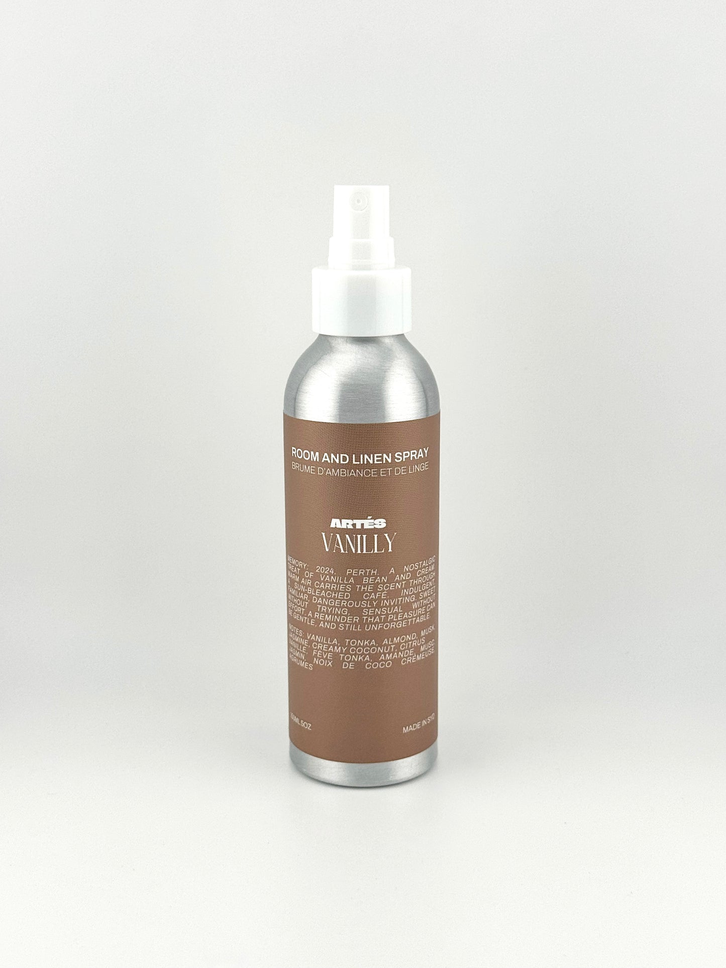 ARTES Vanilly room and linen spray in signature aluminium bottle