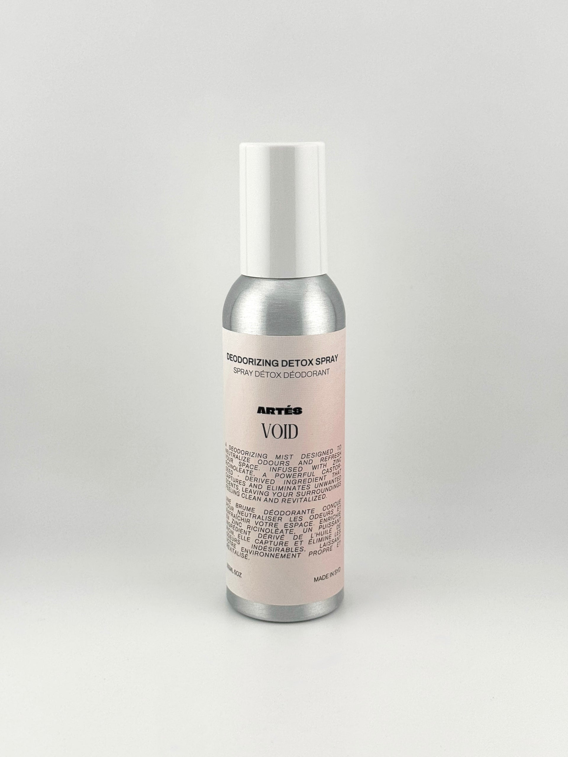 ARTES VOID deodorising room and linen spray in signature aluminium bottle