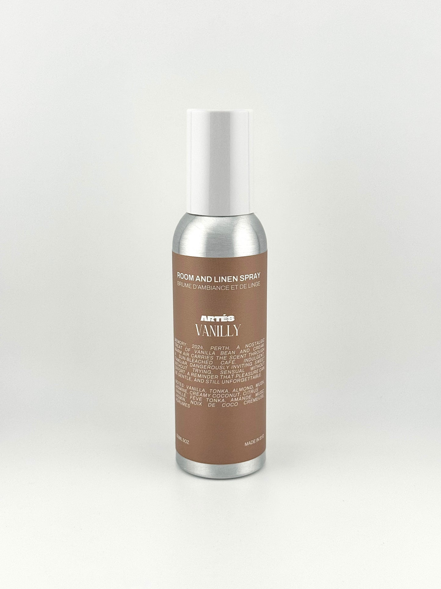 ARTES Vanilly room and linen spray in signature aluminium bottle