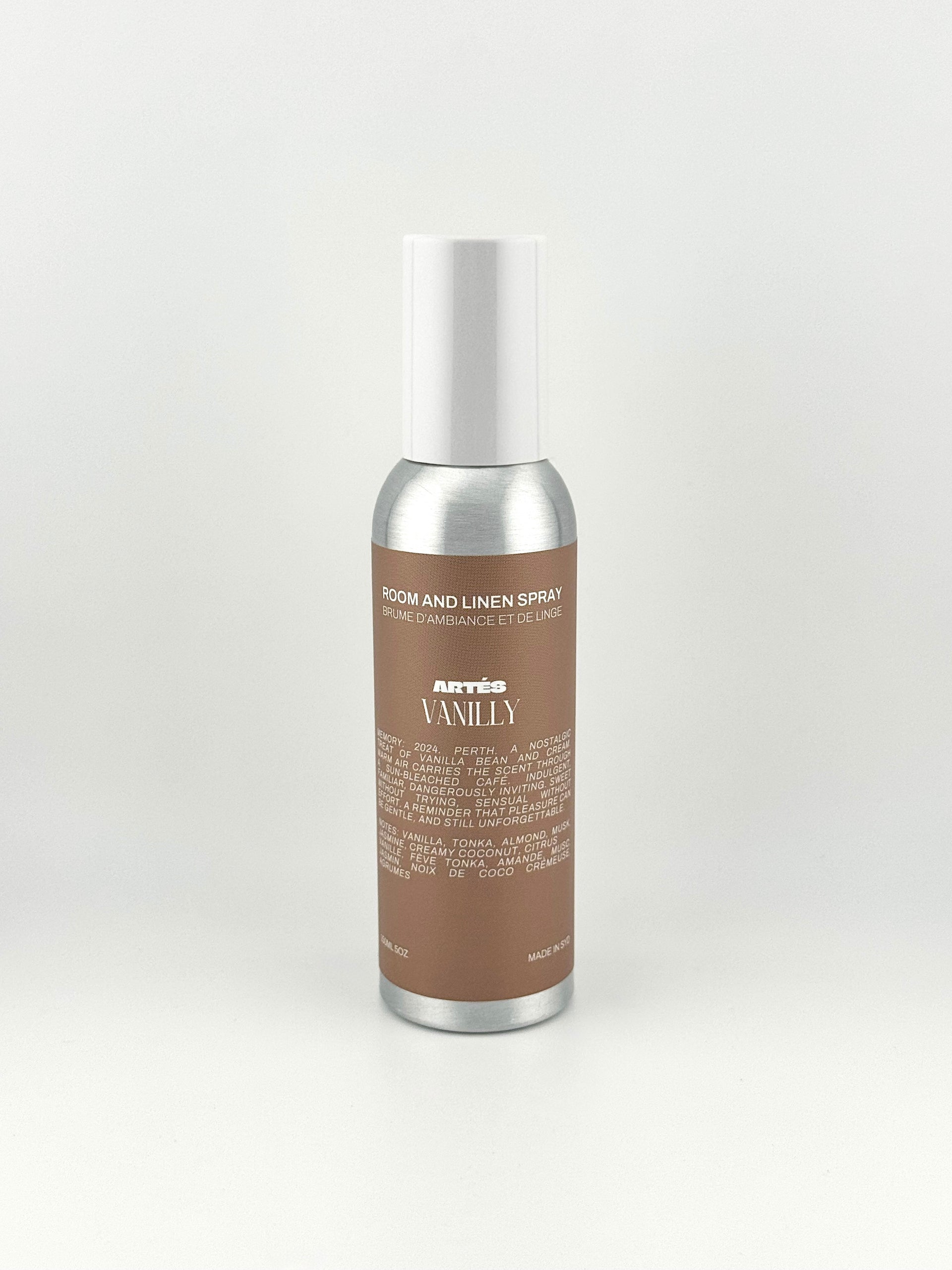 ARTES Vanilly room and linen spray in signature aluminium bottle